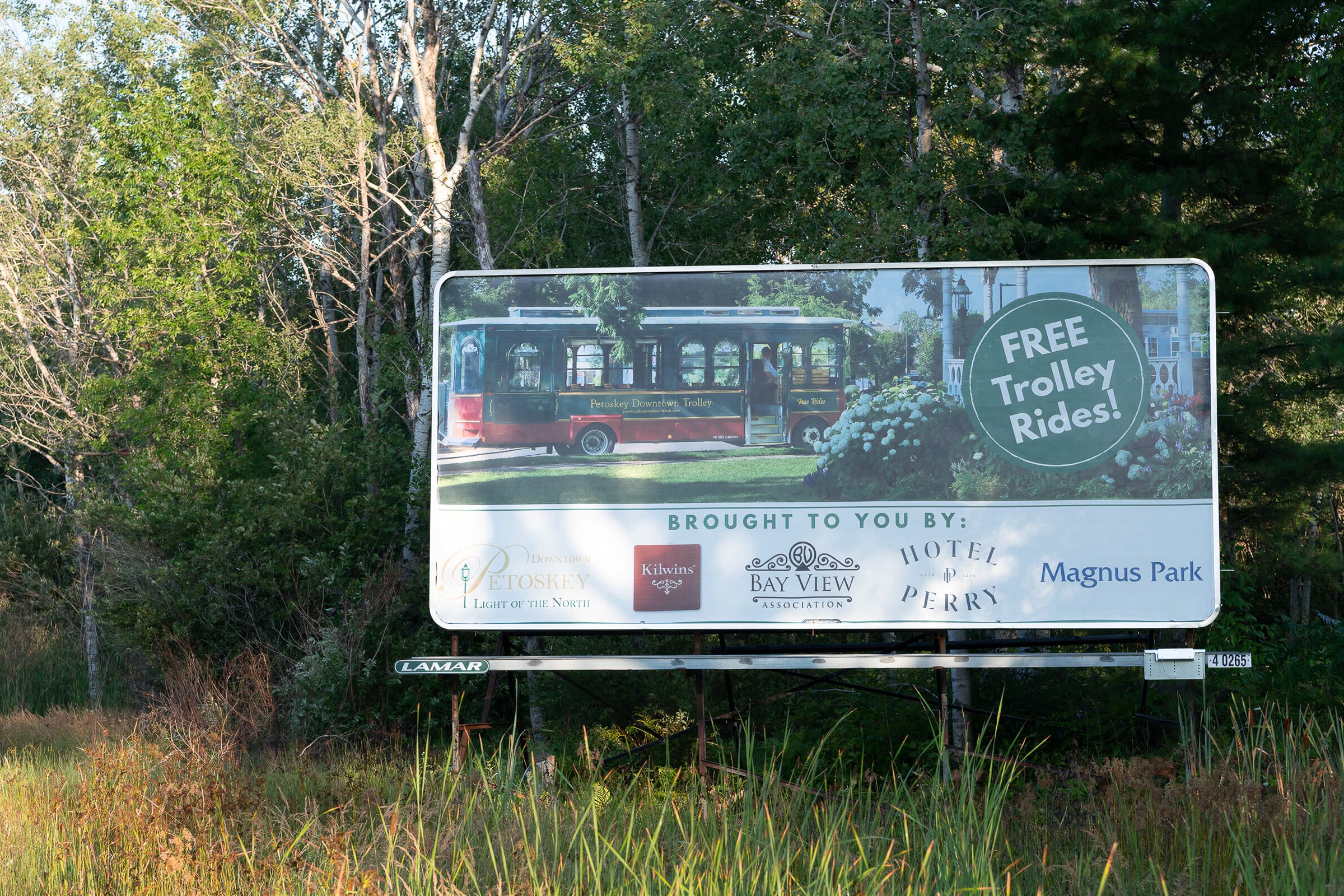 Billboard featuring Debbie's Petoskey Downtown Trolley photograph