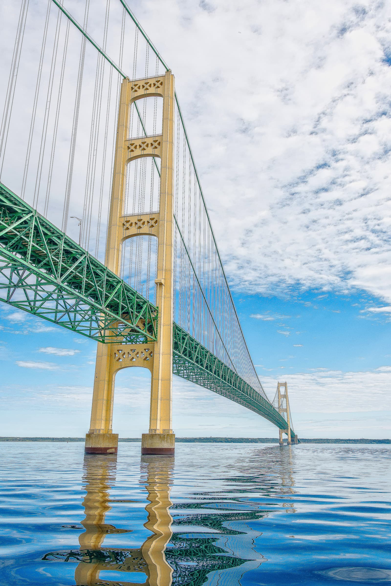 Mackinac Bridge reflected in the Straits of Mackinac