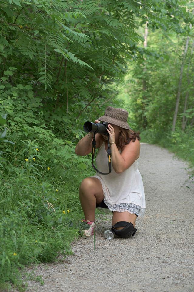 Debbie photographing along a Northern Michigan back road